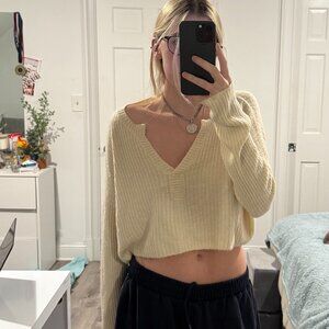 Lowers + friend beige knit cropped sweater